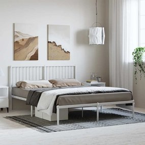 Estrutura de cama com cabeceira 150x200 cm metal branco