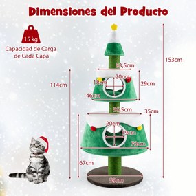 Arranhador de Gatos em forma de árvore de Natal para gatos de interior Torre para gatos gira com 2 postes de arranhar de sisal Postes de arranhar de s