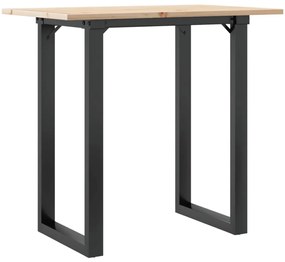 Mesa de jantar estrutura em O 80x50x75 cm pinho e aço