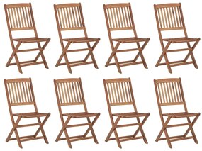 Cadeiras de exterior dobráveis 8 pcs madeira de acácia maciça