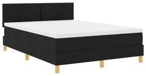Cama Box Spring com Colchão Preto 140x200 cm Tecido