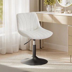 Banco para toucador em tecido sherpa com encosto e assento giratório 46,5 x 43 x (65,5-77,5) cm, branco creme