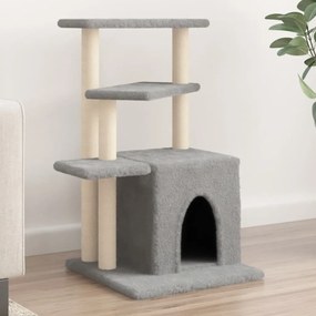 Árvore p/ gatos c/ postes arranhadores sisal 83,5cm cinza-claro