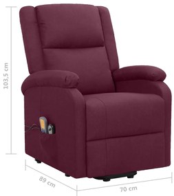 Poltrona elevatória de massagens tecido roxo