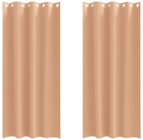 Cortinas 2 pcs Castanho-claro 245 x 140 cm Poliéster