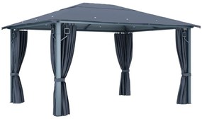Gazebo com cortina 400 x 300 cm alumínio antracite