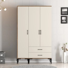 Roupeiro Kumsal ST – Nogueira e Creme – 120x47,5x201,4 cm