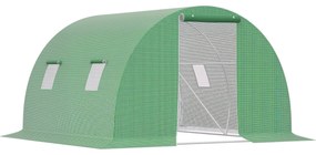 Outsunny Estufa Tipo Túnel 3x3x2 m Estufa de Exterior com Paredes Laterais Enroláveis 4 Janelas de Malha e Porta Enrolável com Fecho de Correr para Jardim Pátio Verde