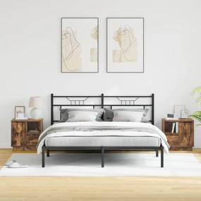 Cômodas de Canto com Luzes LED 2 pcs Carvalho Fumado 50x34,5x50 cm