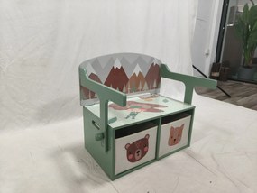 AIYAPLAY Baú de Brinquedos Infantil 3 em 1, Conjunto Mesa e Cadeiras com 2 Cestos de Tecido Removíveis e Alça, 3-6 anos, Verde | Aosom Portugal