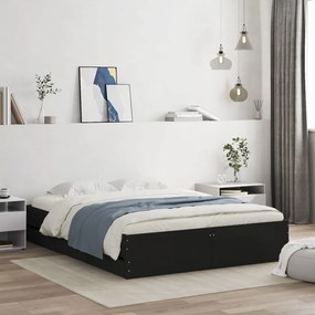vidaXL Estrutura de cama c/ gavetas 140x200 cm derivados madeira preto