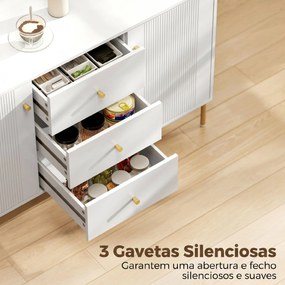 Aparador Moderno de 2 Portas Aparador de Sala com 3 Gavetas Prateleiras Ajustáveis Branco 120x39,1x76 cm