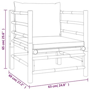 12pcs conj. lounge jardim bambu almofadões cinzento-acastanhado