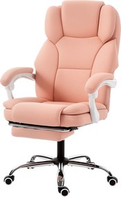 Cadeira de escritório ergonómica, cadeira de escritório reclinável em couro sintético, adequada para animais de estimação, altura ajustável, cor-de-ro