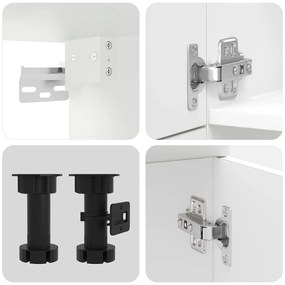7 peças armário de cozinha conjunto Lucca branco