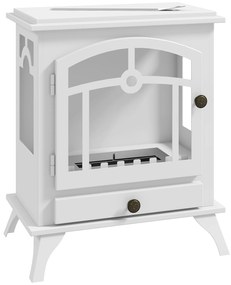 HOMCOM Lareira de Bioetanol com Depósito de 0,9 L e Extinguidor de Aço Inoxidável Tempo de Combustão 3H 45x28x54 cm Branco | Aosom Portugal