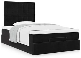 Estrutura de cama otomana com colchões preto 120x190 cm Veludo