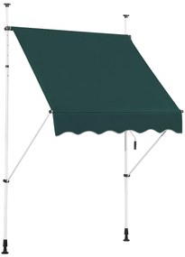 Toldo Telescópico e Retrátil 150 cm Resistente aos Raios UV Impermeável com Manivela Altura Regulável para Janela Varanda Jardim Verde