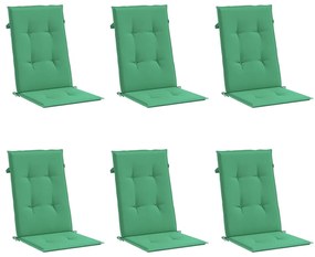 Almofadões para cadeiras altas de jardim 6 pcs tecido verde