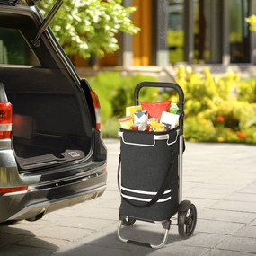 Carrinho de compras, 35 x 44 x 100 cm com bolsa térmica preto