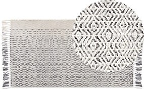 Tapete de lã branca e cinzenta 80 x 150 cm OMERLI Beliani