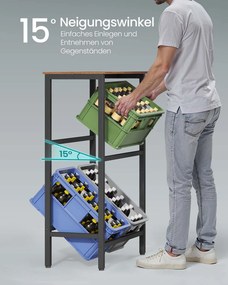 Estante para caixas de bebidas 40 x 70,4 x 117,3 cm com 2 níveis para 4 caixas Castanho vintage-Preto