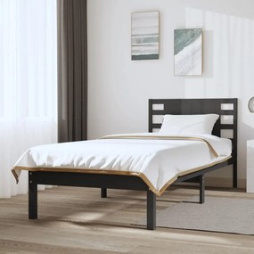 vidaXL Estrutura cama solteiro 90x200 cm pinho maciço cinzento