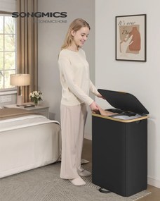 Cesto da roupa suja com tampa e saco removível 52 x 38,5 x 75 cm, 150 L, preto