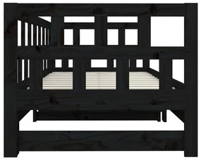 Estrutura sofá-cama de puxar 2x(90x200) cm pinho maciço preto