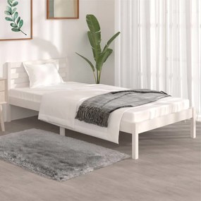 Estrutura de cama pequena solteiro 90x190cm pinho maciço branco