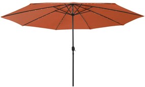 Guarda-sol de jardim com luzes LED 400 cm terracota