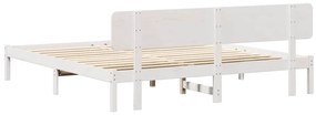 Estrado de Cama com Cabeceira Branca 180x200 cm em Madeira de Pinho