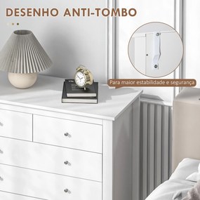 Cómoda com 5 Gavetas com Pés Elevados para Sala e Escritório Estilo Moderno 79x39,5x80,5 cm Branco
