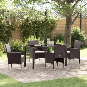 vidaXL Conjunto de 5 Cadeiras de Jantar para Jardim Marrom Vime PE
