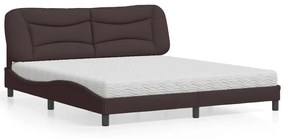 Cama com colchão 180x200 cm tecido castanho-escuro