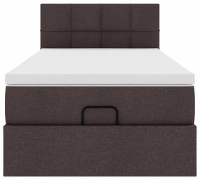 Cama otomana com colchão 100x200 cm tecido castanho escuro