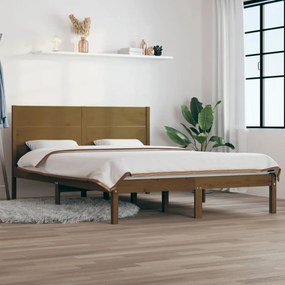 vidaXL Estrutura de cama 120x200 cm madeira pinho maciço castanho mel