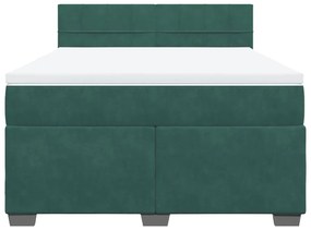 Cama com molas/colchão 140x200 cm veludo verde-escuro