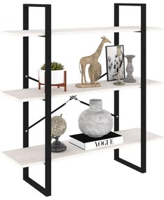 Estante com 3 prateleiras 100x30x105 cm pinho maciço branco