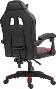 Cadeira de escritório em couro sintético preto e vermelho