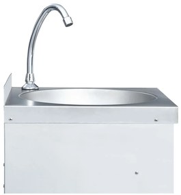 Lavatório com torneira aço inoxidável e dispensador de sabonete