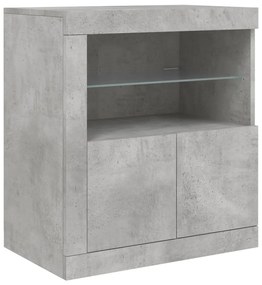 Aparador com luzes LED 162x37x67 cm cinzento cimento