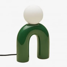 Luminária De Mesa De Cerâmica De 30 Cm Com Bola De Vidro Margot Verde Amazonas - Sklum