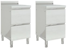 Armários p/ cozinha comercial c/ 2 gavetas 2 pcs aço inoxidável