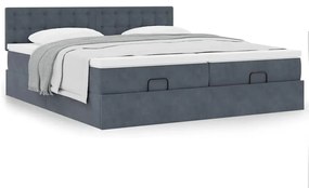 Estrutura cama otomana colchões 180x200 cm cinzento escuro
