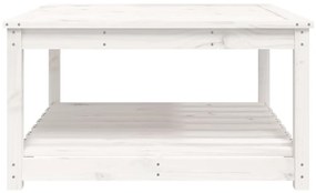 Mesa de jardim 82,5x82,5x45 cm madeira de pinho maciça branco
