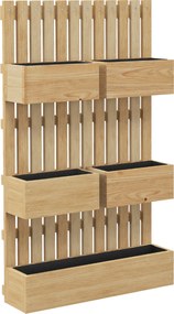Outsunny Floreira de Parede em Madeira com Treliça e 5 Vasos Ajustáveis para Jardim Terraço Pátio 60x16x100 cm Madeira | Aosom Portugal