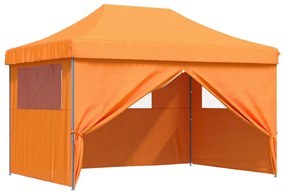 Tenda para festas pop-up dobrável c/ 4 paredes laterais laranja