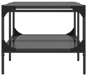 Mesa de centro com topo em vidro preto 98,5x50x45 cm aço
