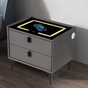 Mesa de Cabeceira Lux Inteligente com Carregador Wireless e Luz LED –